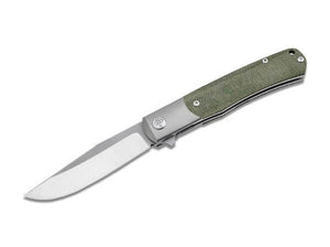 BOKER 112943 TRAPPER TRPPR MAGNACUT MICARTA TI HANDLE FRAMELOCK FOLDING KNIFE.