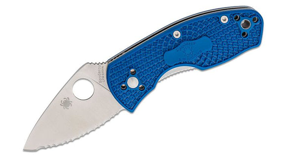 SPYDERCO C148SBL AMBITIOUS BLUE LIGHTWEIGHT CPM-S35VN SATIN SERRATED EDGE FOLDING KNIFE