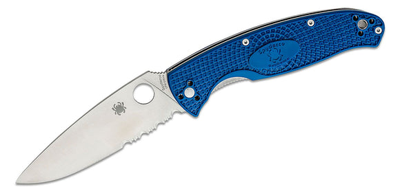 SPYDERCO C142PSBL RESILIENCE LTW BLUE FRN S35VN SATIN FINISH COMBO FOLDING KNIFE