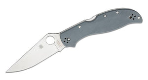 SPYDERCO C258GPGYCW STRETCH XL GRAY G10 HANDLE CRUWEAR STEEL FOLDING KNIFE.