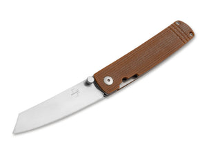 BOKER 01BO327 TENSHI MICARTA HANDEL KANSEI MATSUNO VG10 LINERLOCK FOLDING KNIFE.