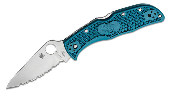 SPYDERCO C243FSK390 ENDELA LIGHTWEIGHT BLUE FRN K390 SPYDEREDGE STEEL FOLDING KNIFE.