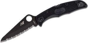 SPYDERCO C91SBBK2 PACIFIC SALT 2 SERRATED BLACK BLADE H-1 STEEL FOLDING KNIFE.