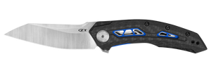 ZERO TOLERANCE 0762 CPM-20CV CF HANDLE STONEWASH TDS FOLDING KNIFE.