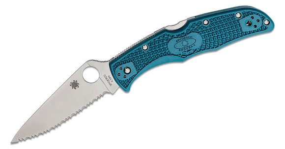 SPYDERCO C10FSK390 ENDURA 4 SERRATED LIGHTWEIGHT BLUE FRN K390 FOLDING KNIFE.