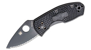 SPYDERCO C148SBBK AMBITIOUS BLACK LIGHTWEIGHT 8CR13MOV STEEL SERRATED FOLDING KNIFE.