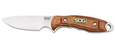 SOG HT013L HT013 HT-013 S30V WOOD HANDLE FIXED BLADE KNIFE WITH LEATHER SHEATH.